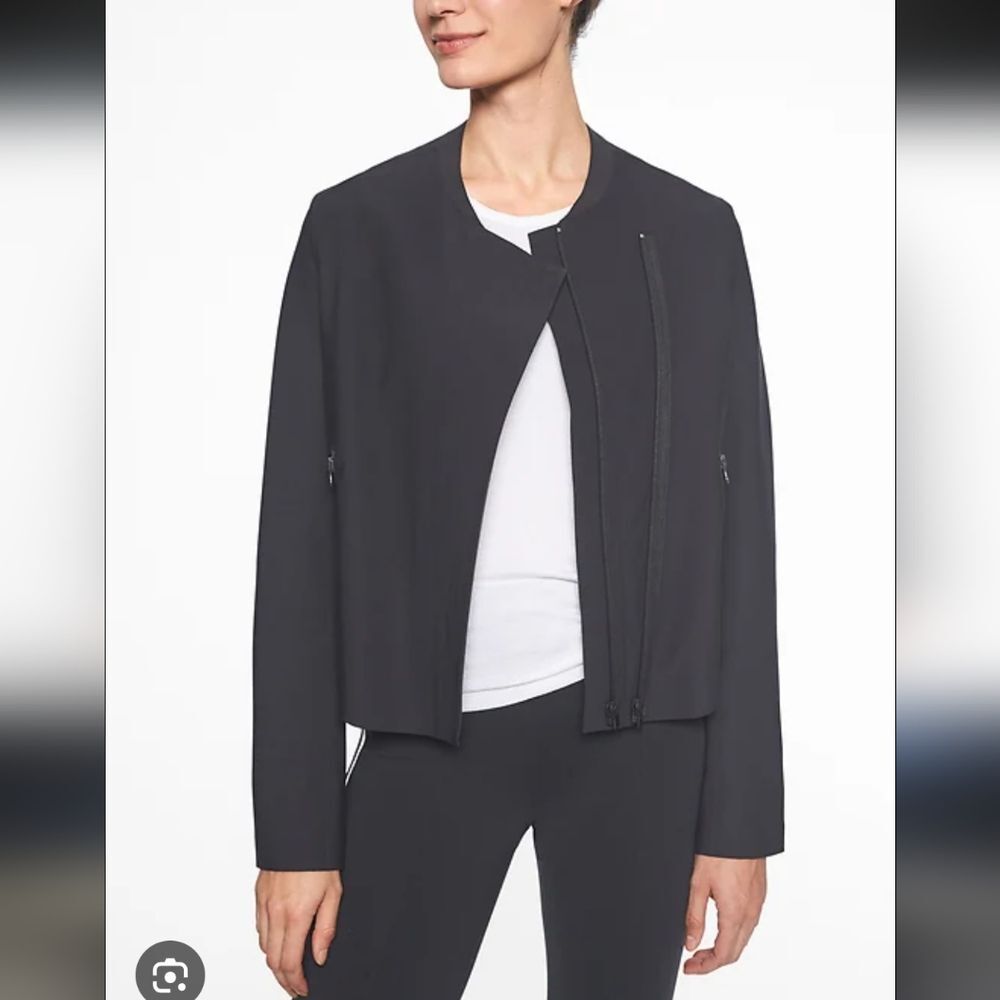 Athleta Stellar Black Womens Moto Full Double Zip Jacket S Small